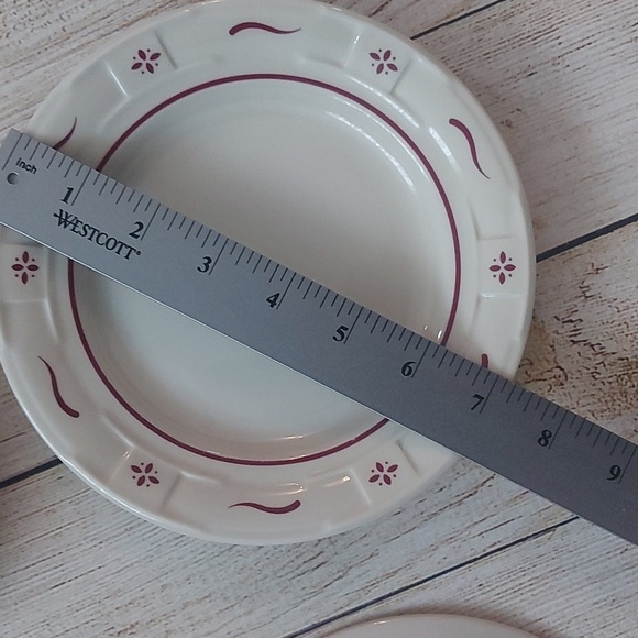 Longaberger 7" Side Plates Traditional Red Pottery Set Of Four - Picture 4 of 4